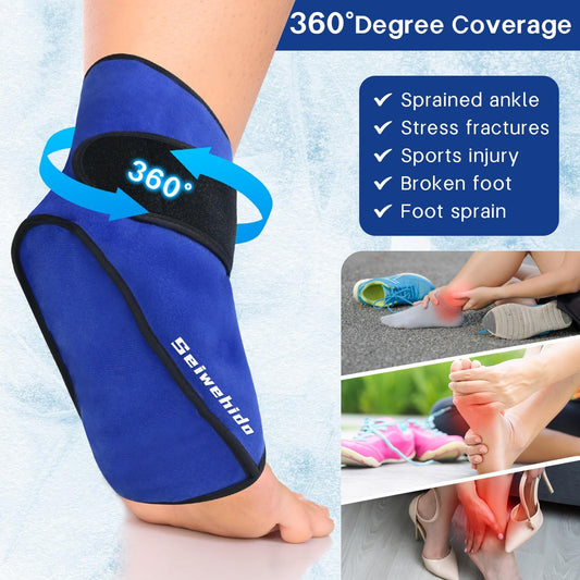 Ankle Ice Pack Wrap, Gel Hot Cold Compress for Heel Swelling Pain Relief