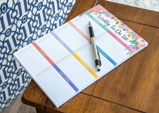 Sweetzer & Orange Floral Weekly To Do List Notepad. Magnetic Weekly Scheduler Task pad with Daily Planner Agenda Squares. 9x6” Day Scheduler 2026 - Student Journal, Work Notebook, and Checklist Notepad