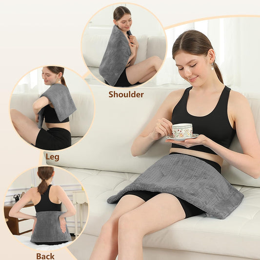 Electric Heating Pad HSA Eligible, Heated Pad for Back Neck Shoulder Pain Relif, Heating Pad for Period Cramps with 2H Auto Shut Off and 4 Heating Levels, 12"x24" Dark Grey