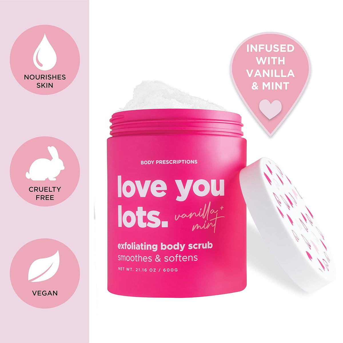 Body Prescriptions Exfoliating Body Scrub – Body Cleanser for Nourished, Ultra-Smooth Skin, Honey Citrus, Coconut Almond, and Sweet Mint