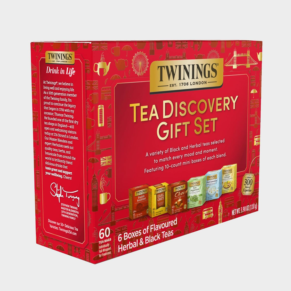 Twinings Tea Discovery Gift Set, Black & Herbal Variety Pack, 6 Mini Boxes