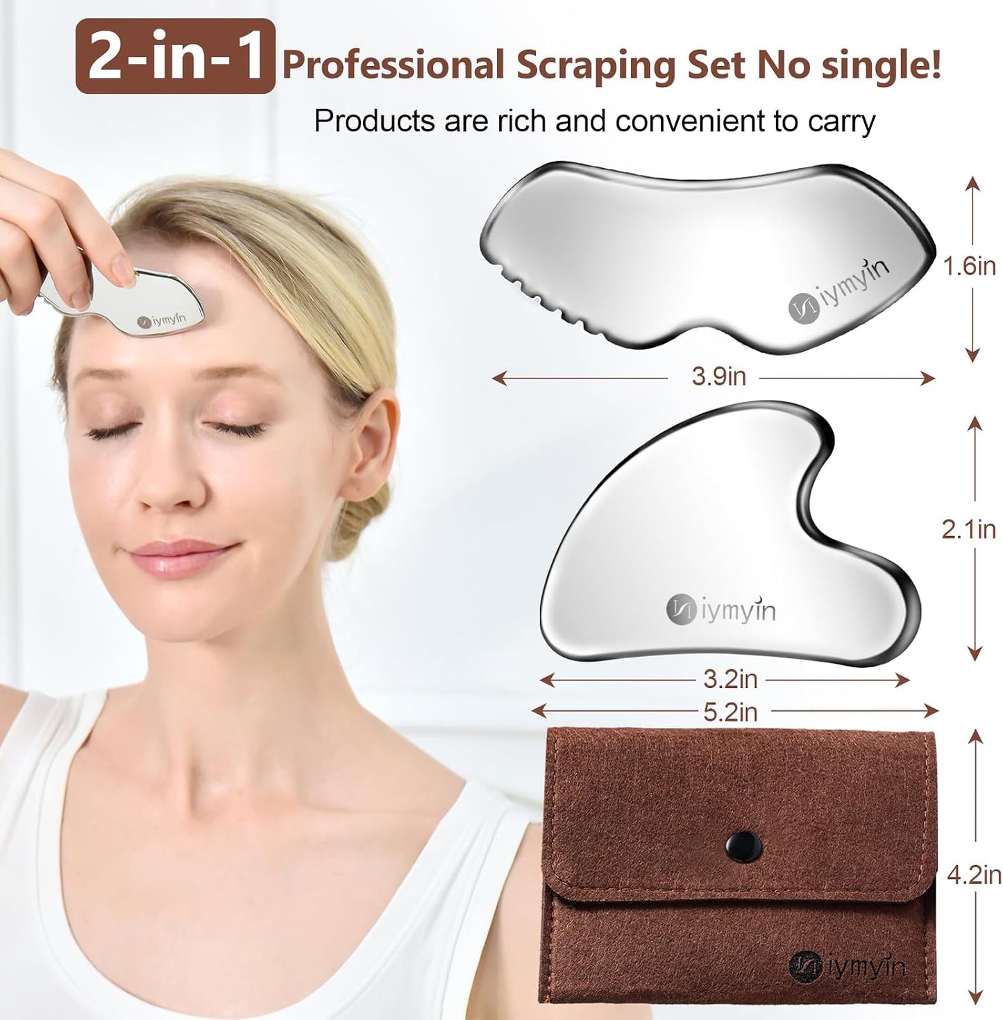 304 Stainless Steel Gua Sha Facial Tools Lymphatic Drainage Gift | Jawline Sculpting, Facial Tightening, Face Contouring, Wrinkle Reduction, Gift for Her, Skin Care, Cooling Therapy