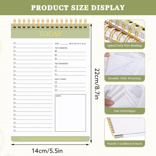 2 Packs To Do List Notepad, 104 Pages To Do List Notebook A5 Undated Daily Planner Notepad with Task Checklist Home Office School Supplies