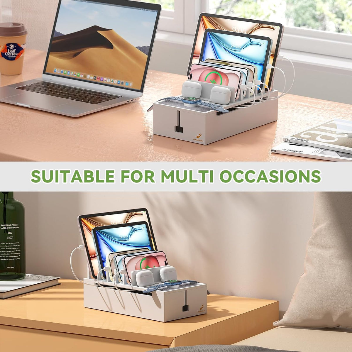 Pezin & Hulin Cell Phone Charging Station for Multi Devices-Natural Bamboo