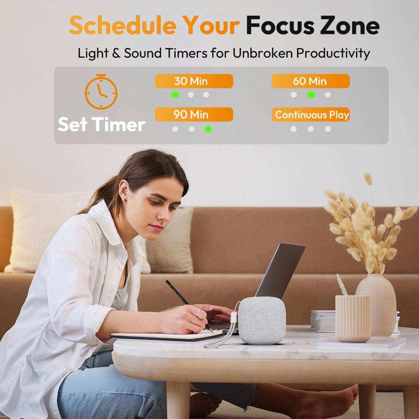 Portable Sound Machine for Travel, White Noise Sound Machine for Sleeping, 52-Hour Lasting Mini Noise Machine with 21 Quality Non-looping Sounds, Headphone Jack, Memory, Timer for Adults,Hotel (White)