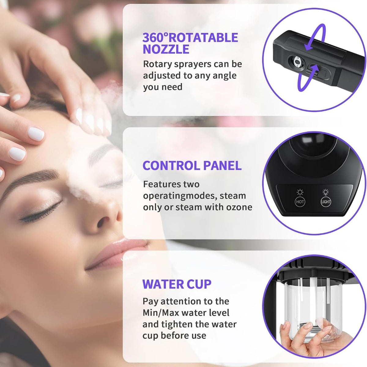 Professional Facial Steamer with Ozone & Magnifying Lamp