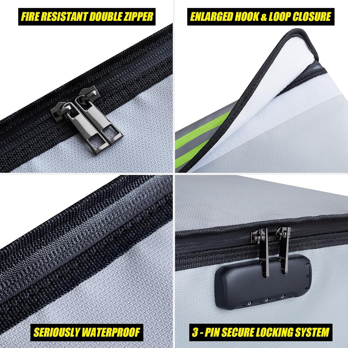 Large Fireproof Document Bag, 24x12x12'' Waterproof Safe bag, Large capacity document storage box with reflective strips, Firesafe Box for File,Cash,Passport,Keys
