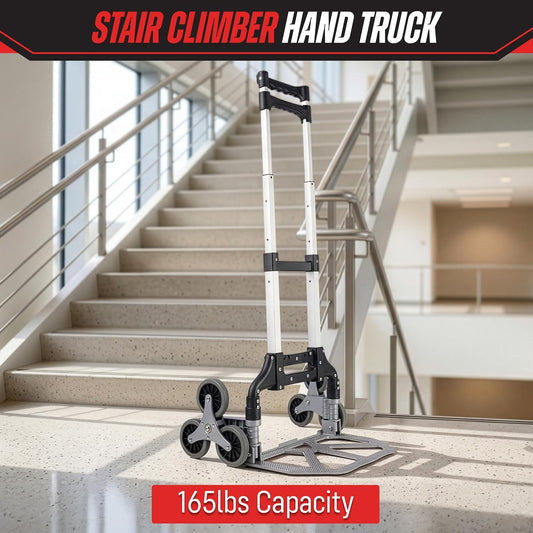 Stalwart Aluminum Stair Climbing Dolly Cart with Wheels and Bungee