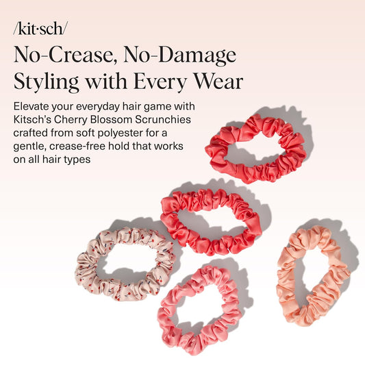 Kitsch Satin Hair Scrunchies for Women, Softer Than Silk Scrunchies for Hair - No Damage Satin Hair Ties, Ponytail Holders | Ideal Gifts for Women, 2pc (Blush/Charcoal)