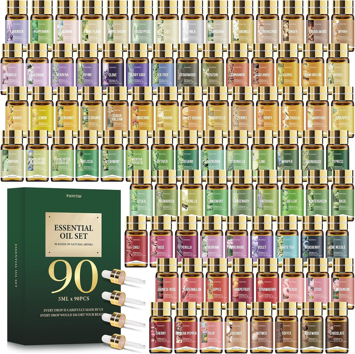 FUHITIM Essential Oil Set, Premium Essential Oils Gift Set for Diffuser, DIY Candle and Soap Making, 42x5 ML (0.17oz)
