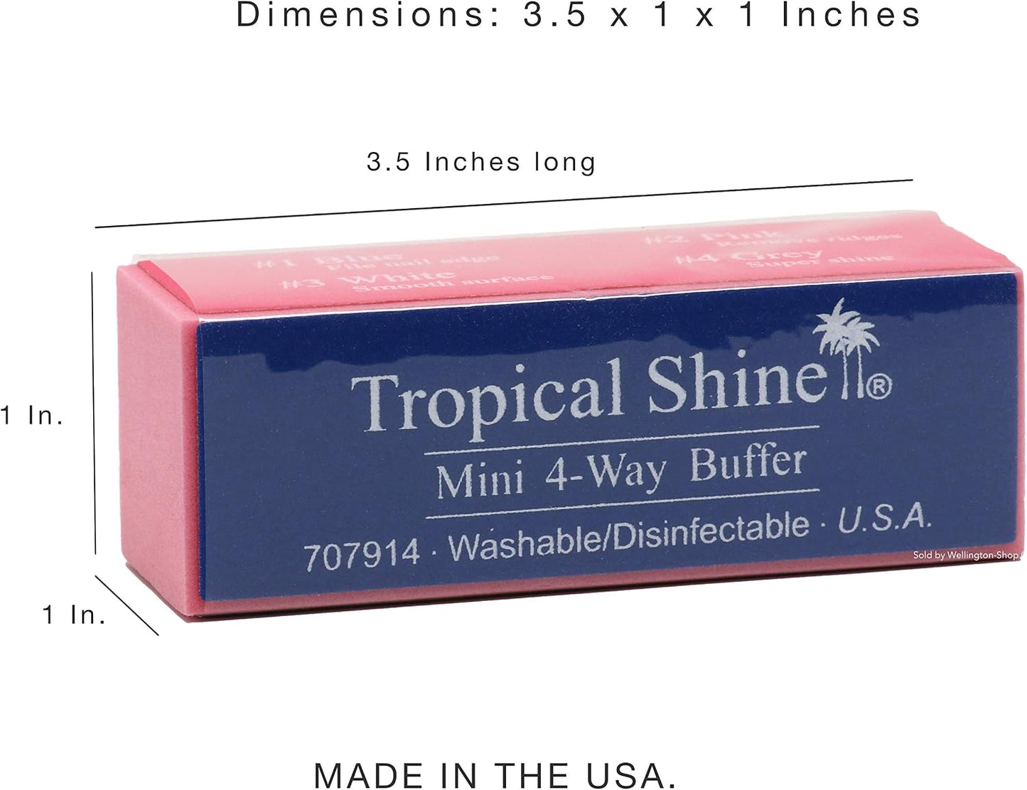 Tropical Shine Mini 4 Way Nail Buffer Block – Buffers and Files for Shaping Smoothing Polishing, Shine Finishing Tool for Natural Acrylic Nails, Professional At Home Use, 2 Pack