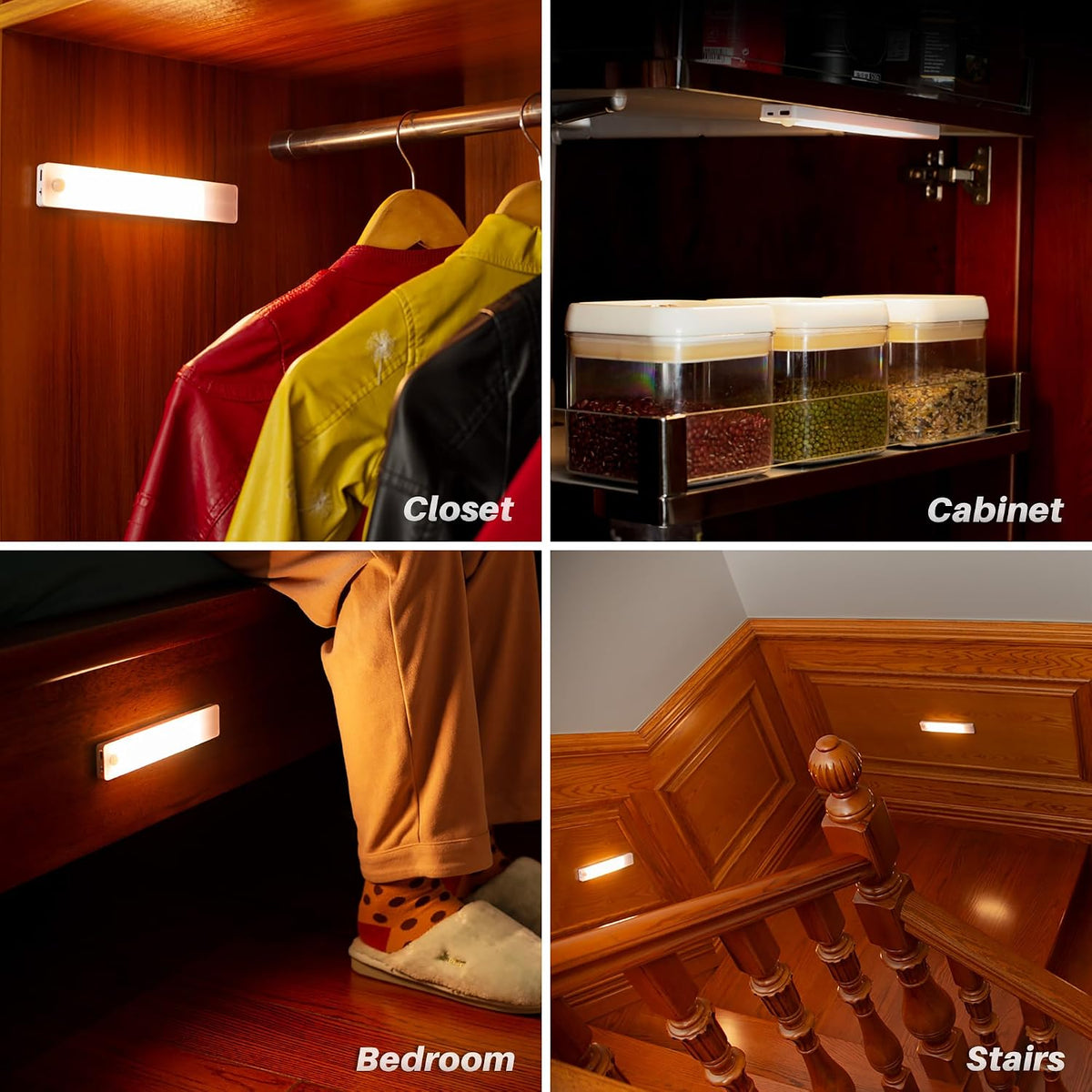 STAR-SPANGLED 8” Under Cabinet Lighting Rechargeable Magnetic, 2 Pack White