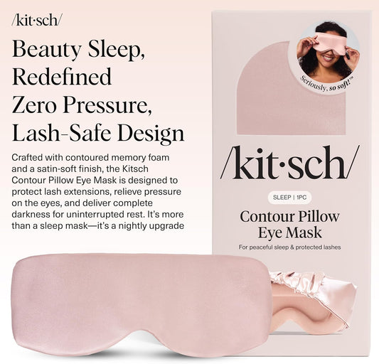 Kitsch Contour Pillow Eye Mask – Softer Than Silk Eye Masks for Sleep, Blindfold Sleep Masks for Women & Men, No Eye Pressure, Lightweight, Eye Care, Travel Essentials - Charcoal