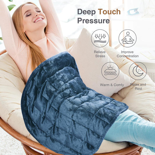 Alomidds Weighted Lap Blanket 7lbs, Cozy Breathable Flannel Weighted Lap Pad for Adults, Small Weighted Blanket for Travel, Couch, Green, 29" x 24"