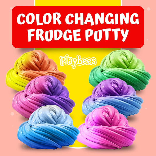 Playbees Color Changing Therapy Putty 6 Pack - Silly Mini Thinking Slime for Sensory Play, Educational Games, Fidget Toy 8-15 - Heat Sensitive Magical Color Shifts - Slime Favors 0.5 Oz