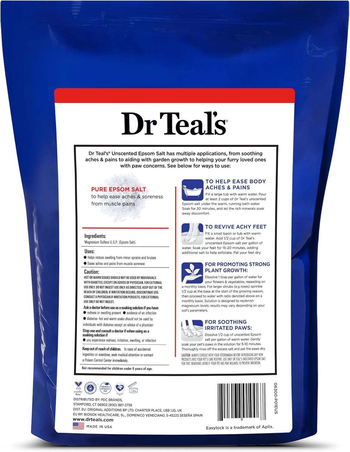 Dr Teal's Pure Epsom Salt Multipurpose Solution, Fragrance Free, Bulk Size - 19 lbs