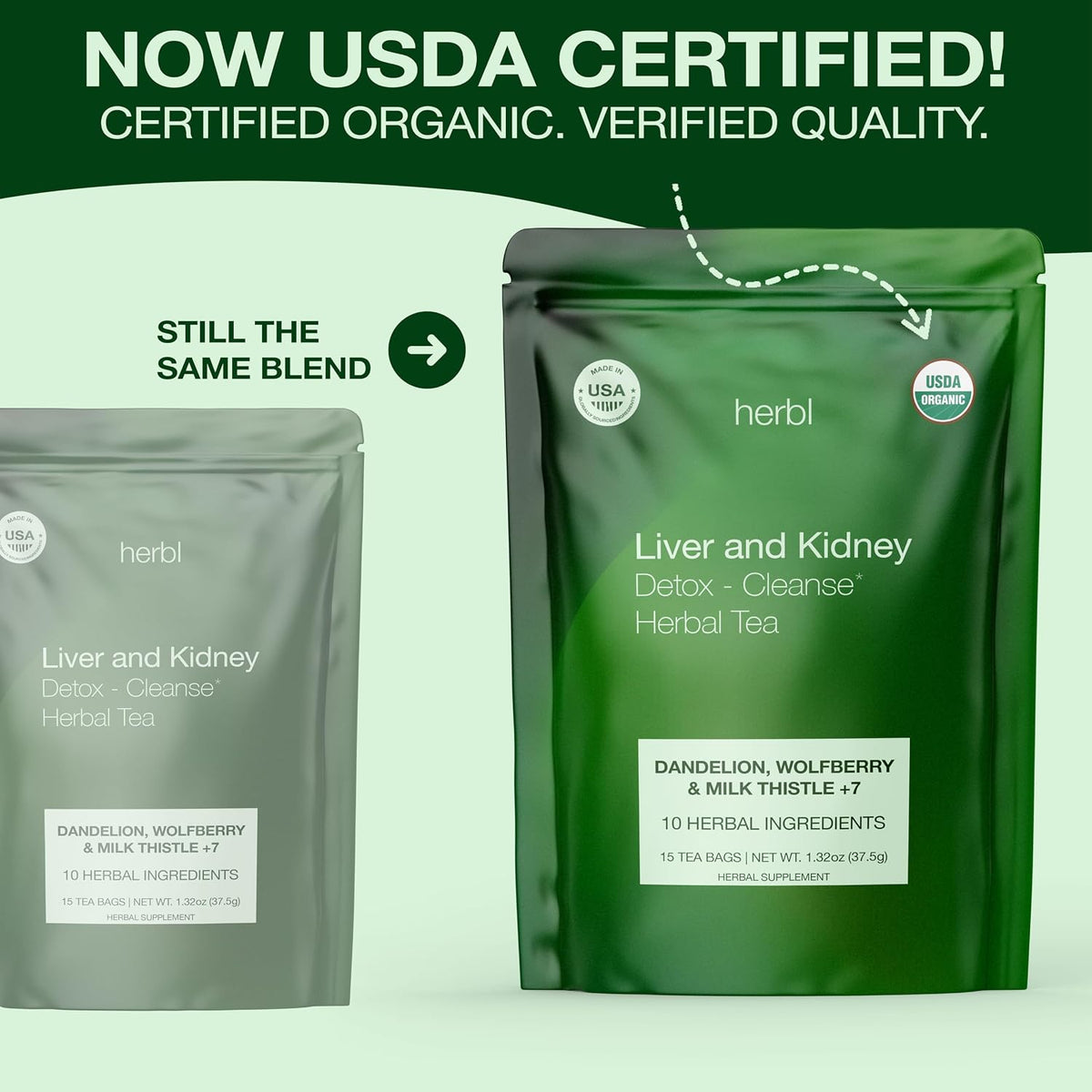 Organic Dandelion Wolfberry Tea - Kidney and Liver Detox Tea - Organic Liver Kidney Cleanse & Detox with Dandelion, Goji Berry, Milk thistle, Turmeric, Hibiscus and extra Herbal Ingredients