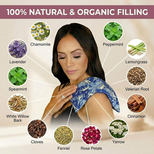 Nature's Approach Basic Herb Pack Rice Heating Pad Microwavable Reusable Heat Pack with Herbal Aromatherapy Fill, Freezer and Microwave Safe for Hot and Cold Therapy, Celestial Indigo
