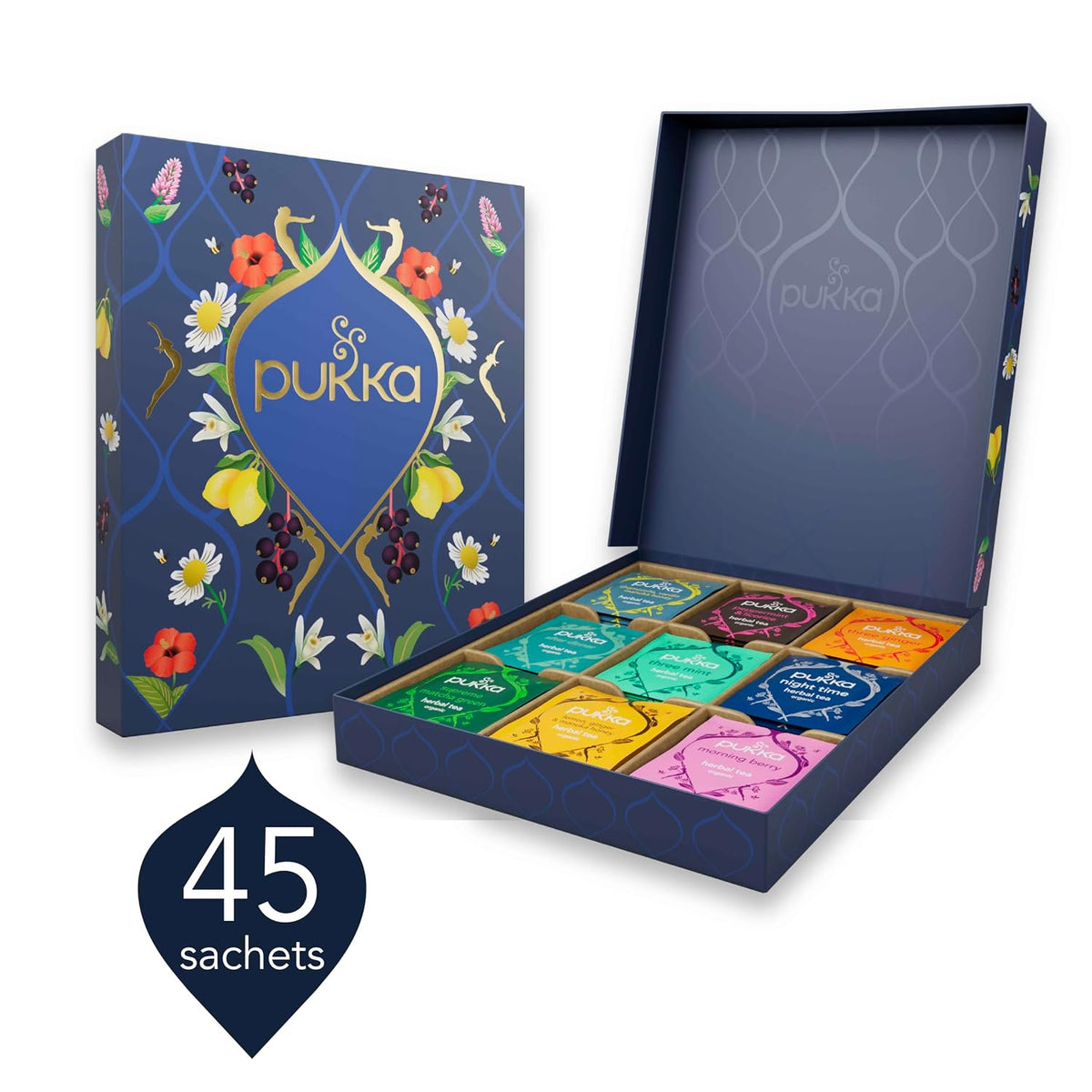 Pukka Premium Herbal Tea Gift Set, 45 Organic Tea Bags with 9 Flavors