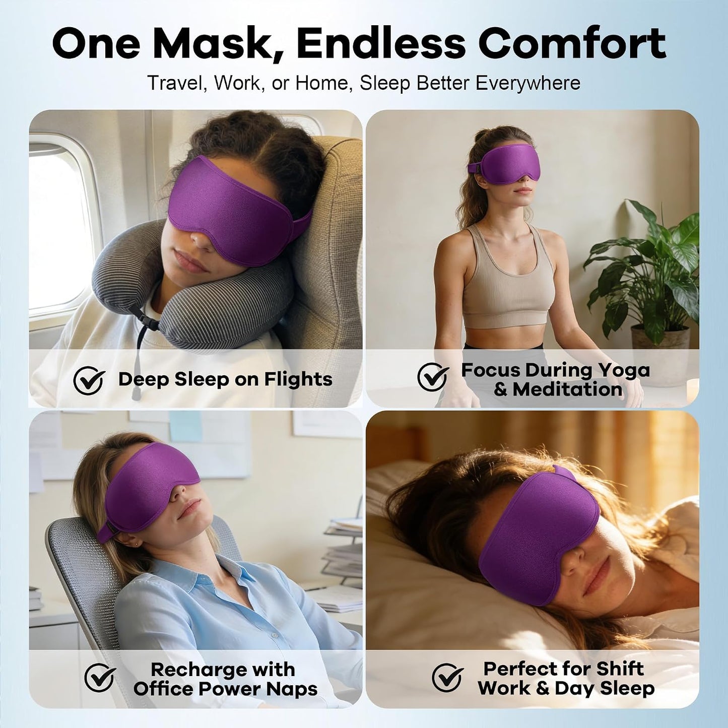 Blackout Weighted Eye Mask for Sleeping: 3D Contoured Gentle-Pressure Sleep Mask for Men & Women - Airplane Travel & Night Shift Essentials, Zero Eye Pressure, Breathable Blindfold, Black