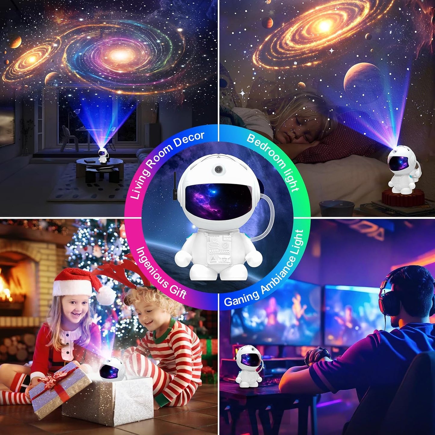 Astronaut Galaxy Projector, Star Projector Galaxy Light, Night Light for Kids, Nebula Ceiling LED Lamp, Room Decor, with Timer and Remote, Gifts for Birthdays