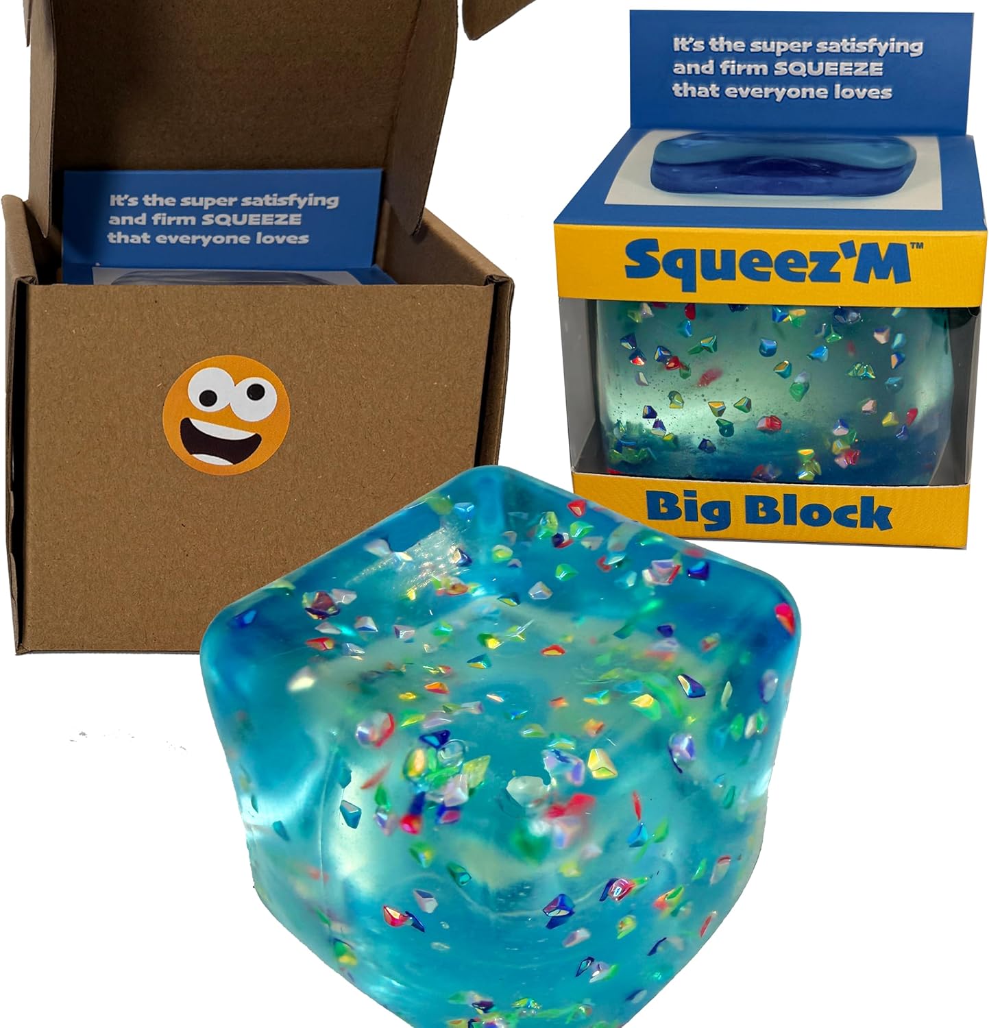 Premium Original Big Block Squeez'M Cube – 35% Larger Than The Standard Squishy Cube, Sensory Fidget Toy for Kids & Adults, Stress Relief, Focus & Play – Durable, Gift-Ready – ASTM Certified 3+