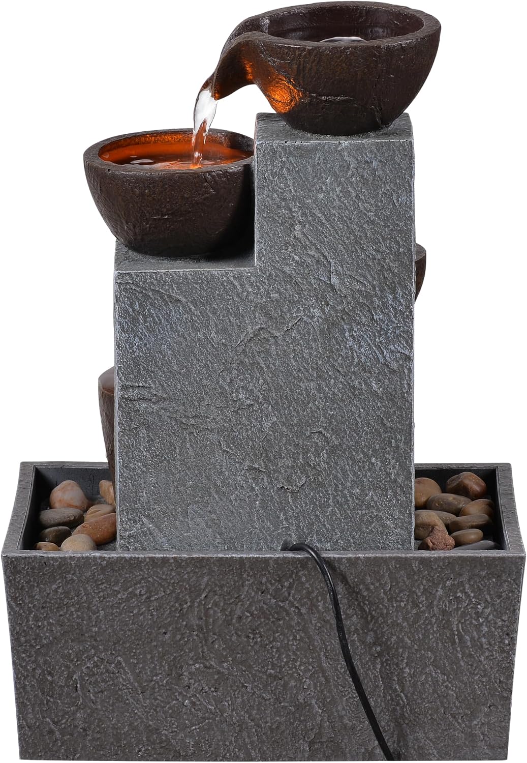 13 Inch Tabletop Water Fountain Indoor, Desktop Waterfall Fountain with LED Lights, Indoor Fountain Zen Decor for Home Office Bedroom Meditation Relaxation Desk Decor, Gift for Women and Mom