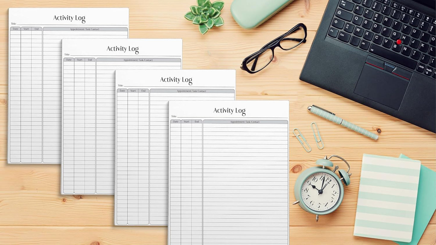 Better Office Products Activity Log Notepad, 8.5" x 11", Planning Note Pad, 50 Sheets, Daily Time Tracking Productivity Checklist Organizer