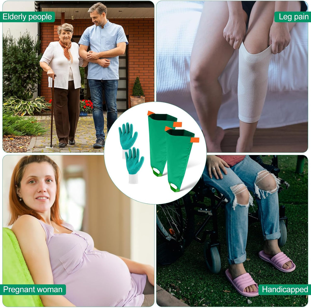 Vicenpal 2pcs Easy Slide Compression Stocking Aid Device with Donning Glove
