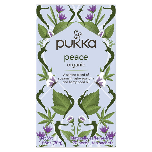 Pukka Organic Tea Bags, Spearmint, Ashwagandha, and Hemp Seed Oil, Peace Herbal Tea, 20 Count (Pack of 3)