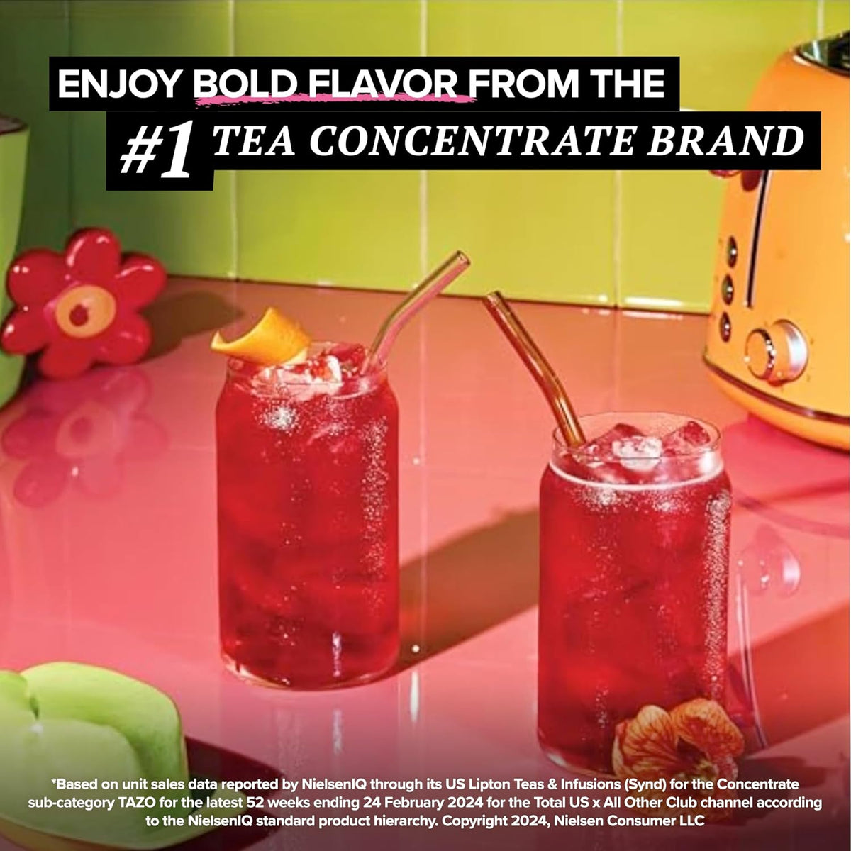 TAZO Iced Passion Concentrate, Herbal Fruit Tea, Caffeine Free, Easy-to-Serve for Everyday Refreshers and Mocktails, 32 oz Carton (Pack of 2)