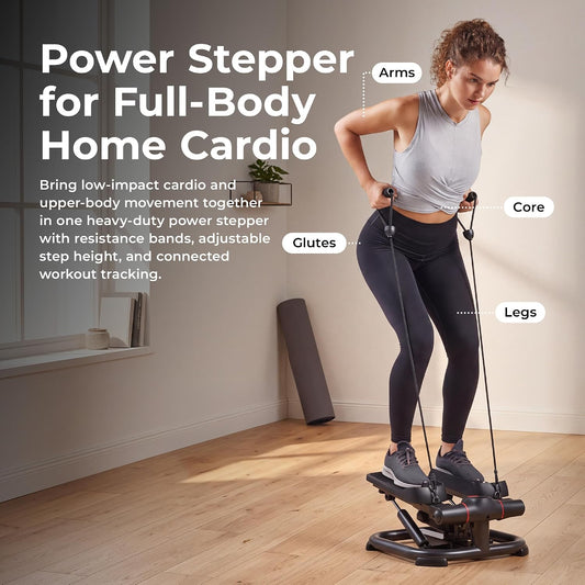 Sunny Health & Fitness Smart Power Stepper with Resistance Bands for Cardio