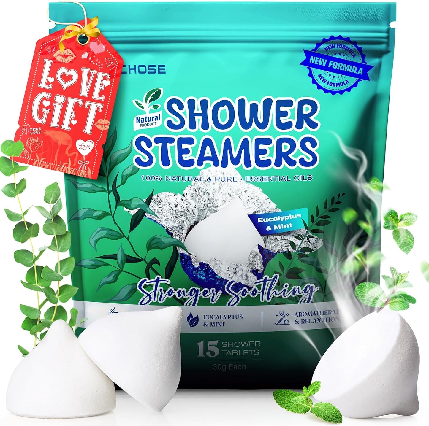 POPCHOSE Shower Steamers Aromatherapy 16 Pack, Valentines Day Gifts for Women & Men, Eucalyptus for Shower with Natural Essential Oils- Quick Relief Nasal Congestion, Home SPA & Self Care Relaxation