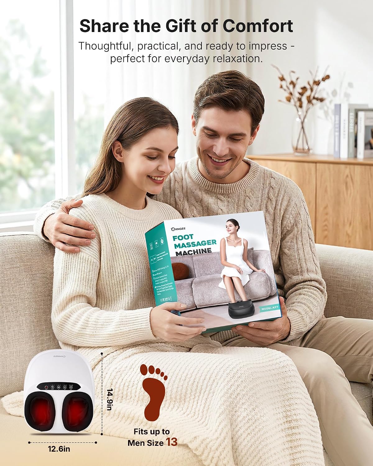 KNQZE Shiatsu Foot Massager with Heat, Compression, Deep Kneading Foot Massage for Plantar Fasciitis Relief, Remote Control, Multi Massage Modes, Auto Shut-Off Timer, FSA Eligible, Gifts for Women Men