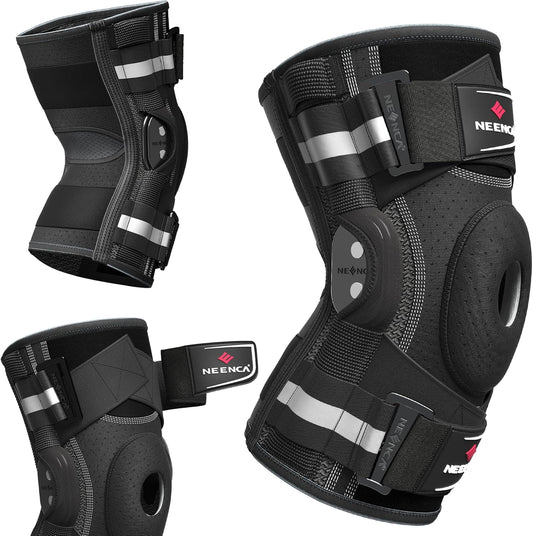 NEENCA Professional Knee Brace for Knee Pain, Hinged Knee Support with Patented X-Strap Fixing System, Medical for Pain Relief, Arthritis, Meniscus Tear, ACL, PCL, MCL, Runner, Sport