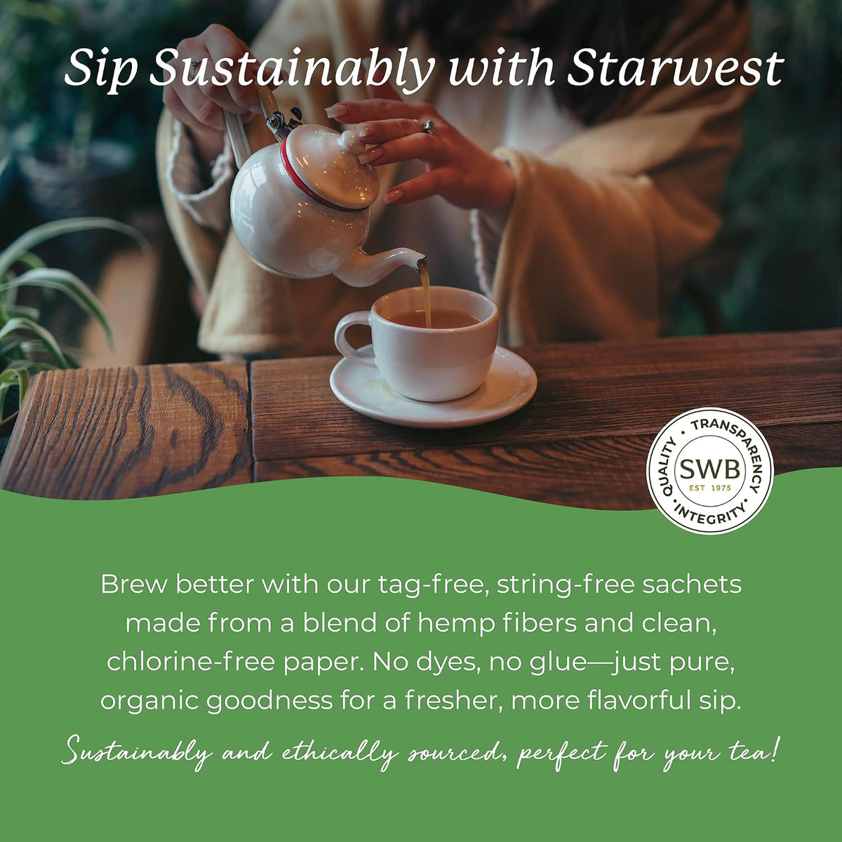 Starwest Botanicals Organic Nettle Leaf Tea, String Free Sachets - 20 Bags