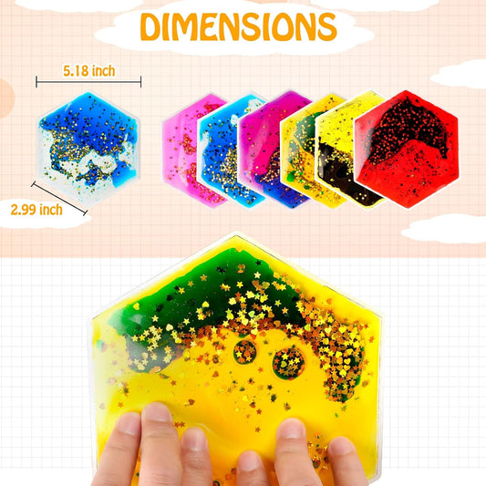 Onyoloy Sensory Soft Gel Liquid Toys - Hexagon Sensory Motion Fidget