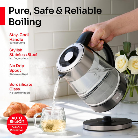 MUELLER HOME Rapid Boil Electric Tea Kettle 1.8L, BPA-Free Hot Water Boiler