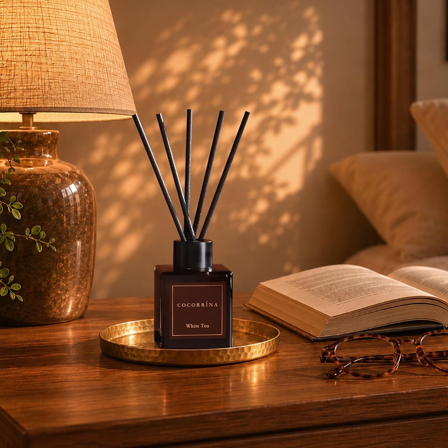 COCORRÍNA Hotel Collection Reed Diffuser Set, 3.04 fl oz Trio, Mahogany Teakwood, White Flower & White Tea, Home Fragrance for Bathroom, Bedroom, Entryway & Office