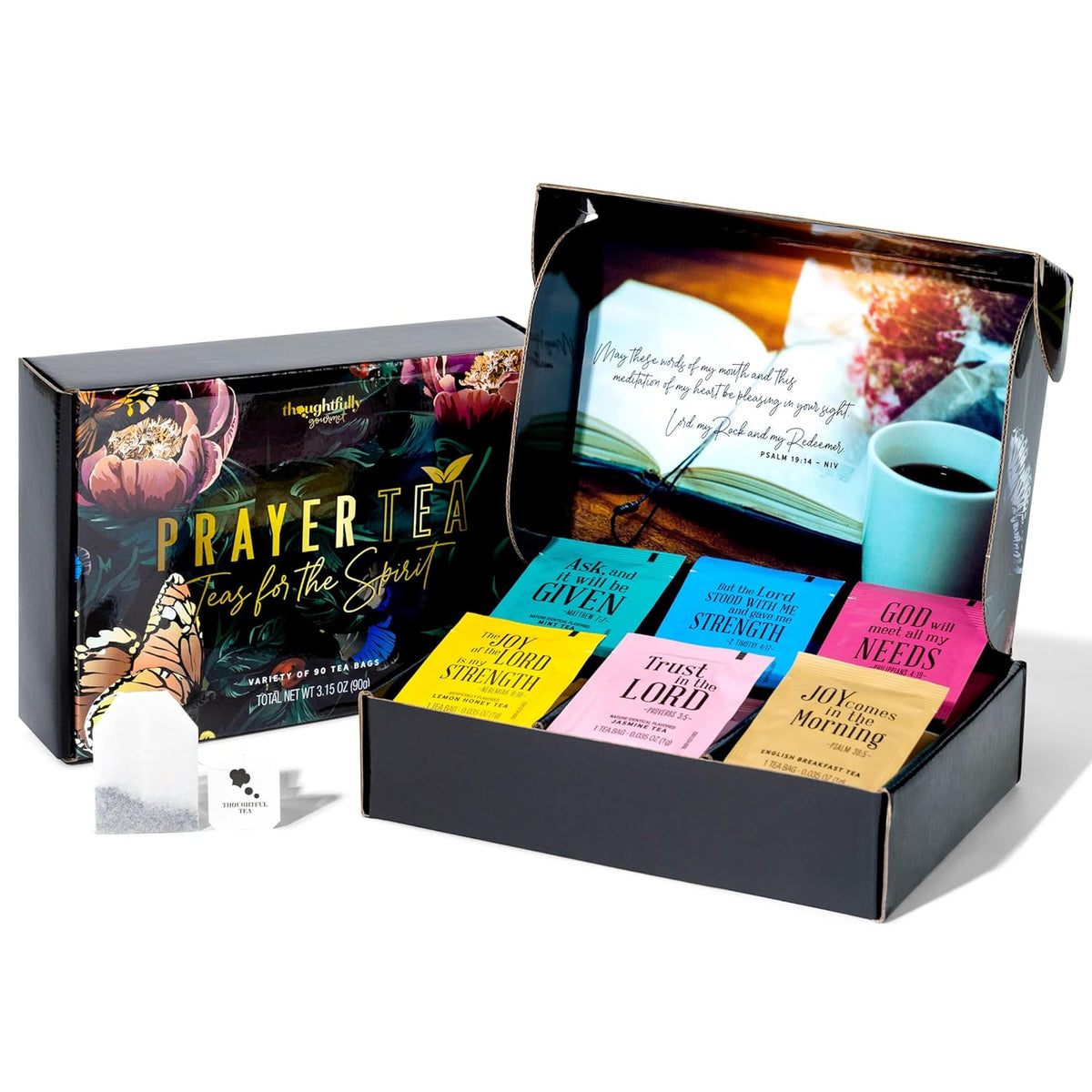 Christian Prayer Tea Gift Set, Religious Gifts for Women, Set of 90