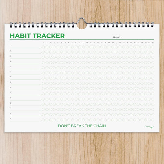 Hadigu Habit Tracker Calendar (Undated 12 Month) Colorful Motivational Design, Spiral Bound and Hanger, A4 Size (8,3"x11.7") Quality Heavy Paper, Monthly Habit Tracker Journal, Goal Tracker, Workout