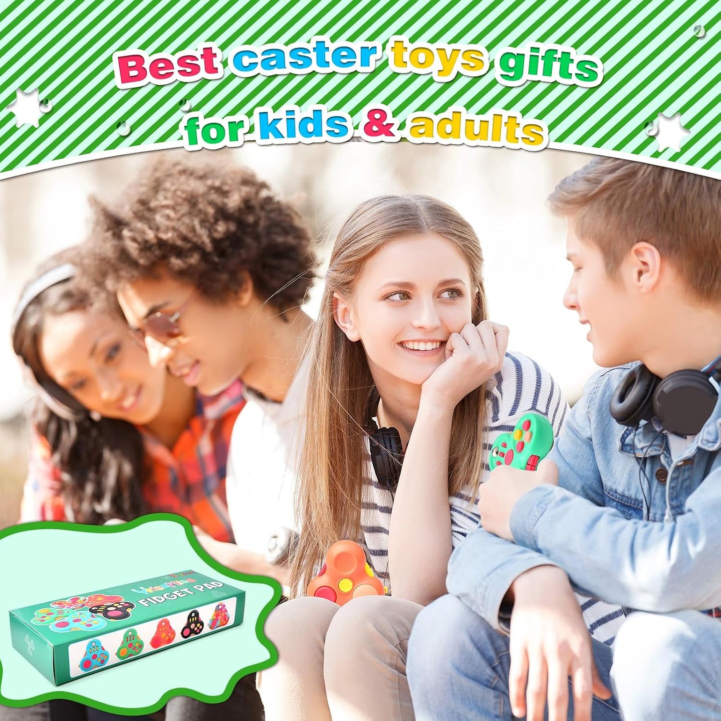 Yrissmiss Fidget Toys for Adults, Fidget Pad Easter Basket Stuffers for Boys Girls,Stress Relief Cube Clicker Controller with Quiet Fidgets,ADHD Autism Fidget Spinner for Office Desk Travel