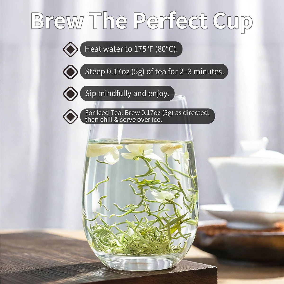 Choteaweis Chinese Jasmine Green Tea Loose Leaf Pure Leaves in Iron Can Green Tea | 100% Natural with No Artificial Additives | 7.05 Ounce (200g)