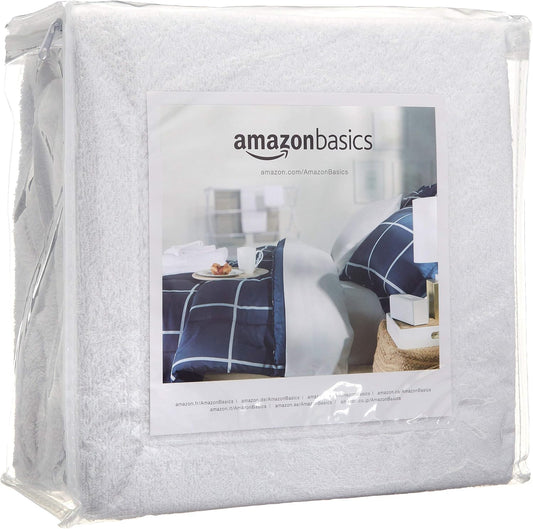 Amazon Basics Waterproof Breathable Mattress Protector, Queen Size, 18 inch Deep, Machine Washable, White