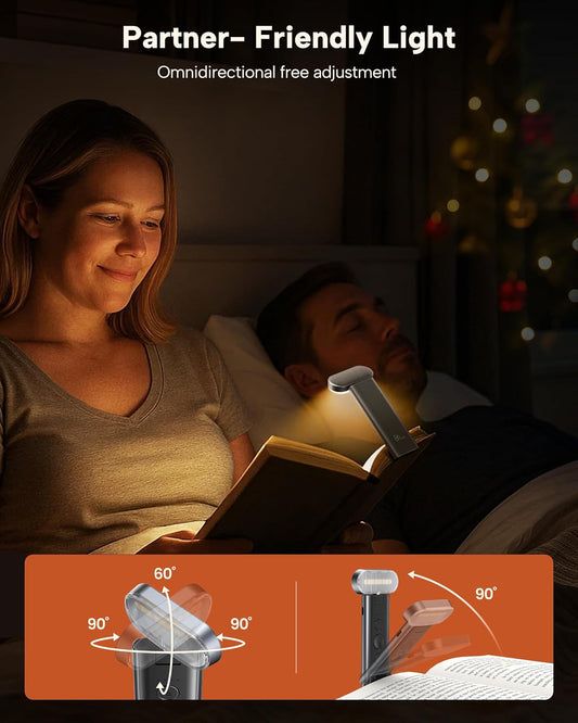 86lux Book Light, Rechargeable Reading Light for Book in Bed