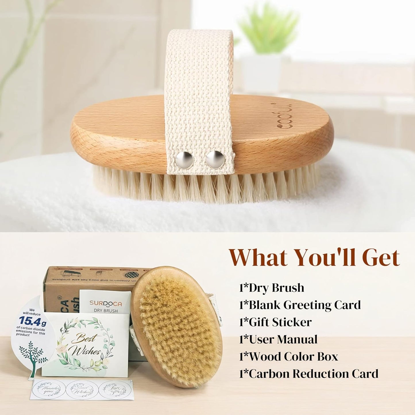 SURDOCA Dry Brush, Body Exfoliating Scrubber, Bath Shower Brushes for Improve Circulation, Cellulite and Lymphatic Remover