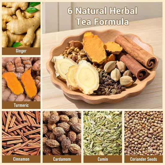Anti-Inflammaheb Tea, 100% Natural Inflammation Tea from Premium Turmeric, Ginger, Cinnamon, Cardamom, Cumin, Coriander Seeds Herbal Ingredients, Supports Antioxidant, Boost Immunity (1 Pack/60 Bags)