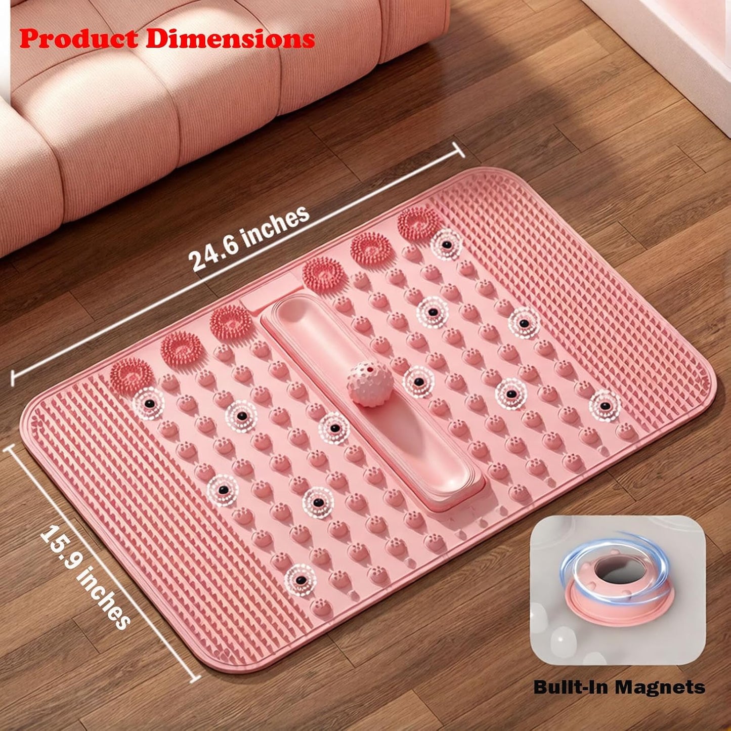 Acupressure Mat for Feet Large 24.6'' x 15.9 ''Foot Massager Mat with Massage Ball Tracks, Soft Silicone Reflexology Mat for Feet Pressure Point Mats Exercise Massage Mat for Feet While Standing