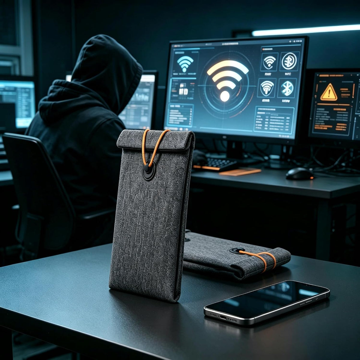 Faraday Bags for Phones 2 Pack, Signal Blocking Bag, Go Dark Bag, RFID Blocking Pouch for Cell Phone, Car Key Fob, Credit Cards (Dark Gray)
