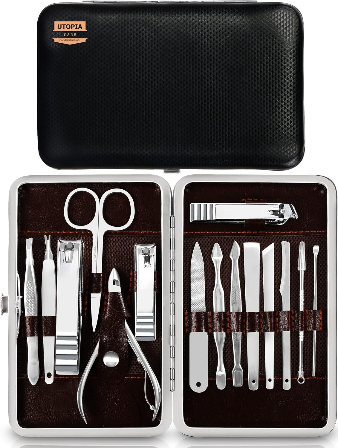 Utopia Care Nail Clippers Professional Nail Kit or Manicure Kit for Women and Men, Stocking Stuffers or Groomsmen Gifts Pedicure Set for Fingernail, Toenail Clippers with Travel Case